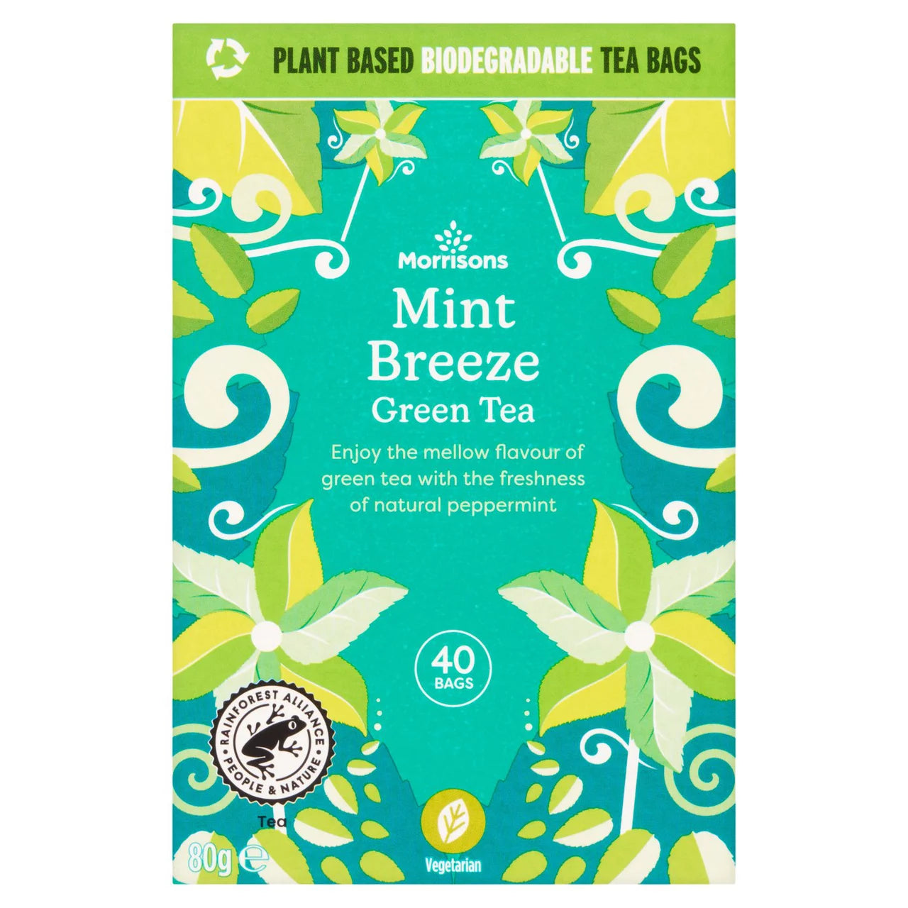 Morrisons 40 Hint Of Mint Green Tea Bags 80g