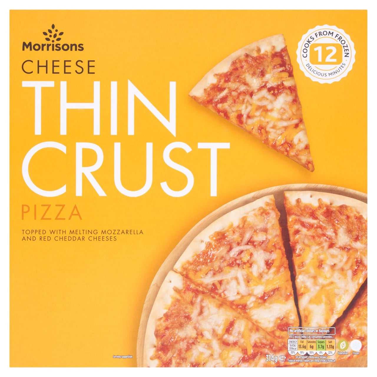 Morrisons Thin Crust Cheese Pizza 314g