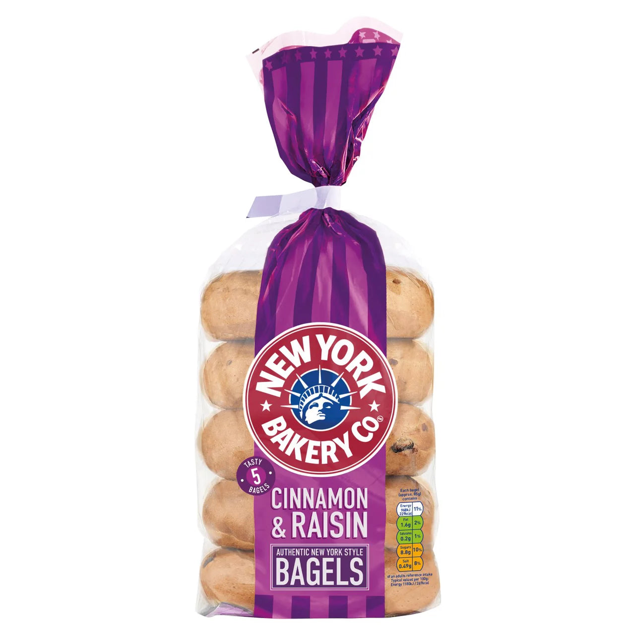 New York Bakery Co Cinnamon Raisin Bagels 5pk