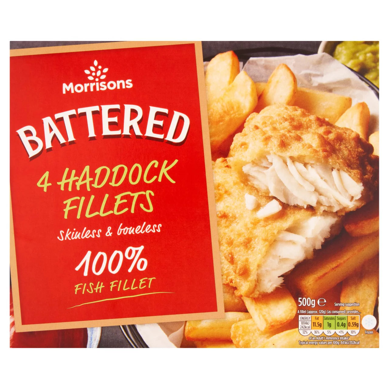 Morrisons 4 Chunky Battered Haddock 500g