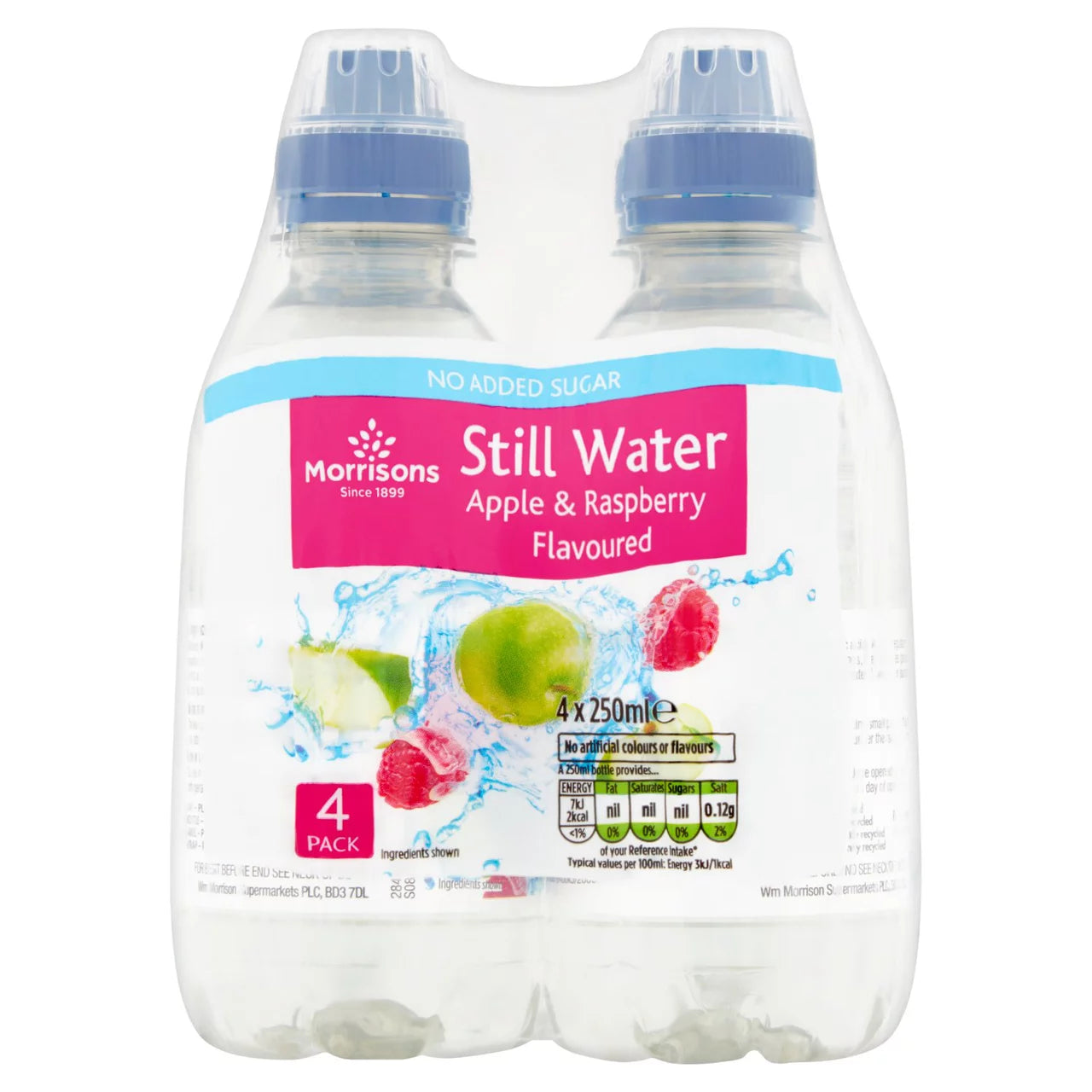 Morrisons NASugar Apple & Raspberry Water 4 x 250ml