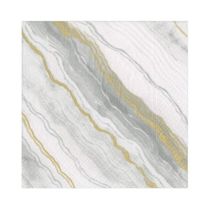 Caspari Grey Marble Cocktail Napkins 20pk