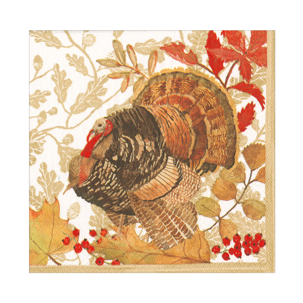 Caspari Woodland Turkey Lunch Napkins 20pk