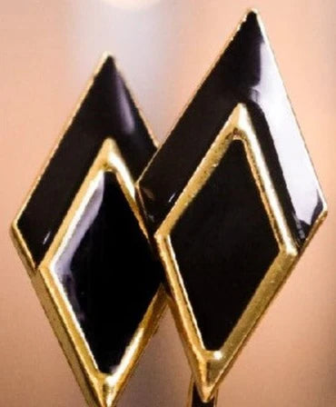 Eva - Black & Gold Enamel Hair Slides