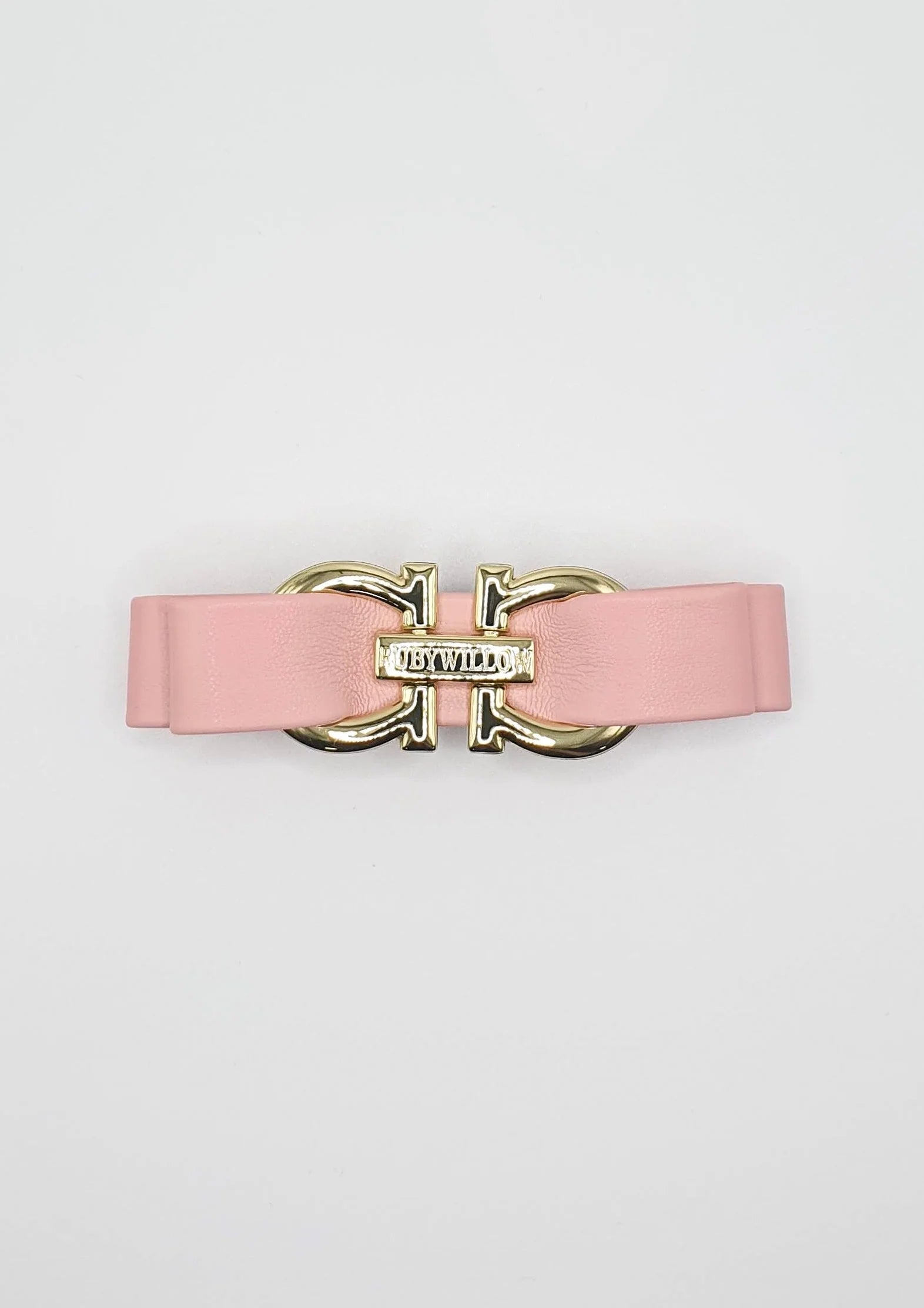 RW-Valentina Pale Pink Faux Leather Buckle Crocodile Hair Clip