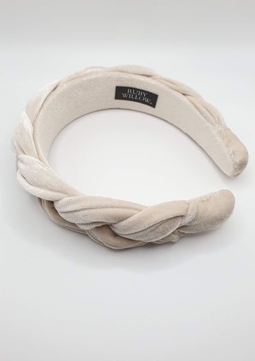 RW Kyria - Ivory Velvet Plaited Hairband