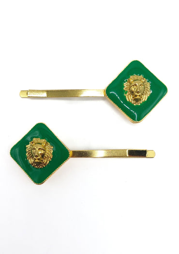 RW-Venita Emerald Green Lionhead Hair Slides