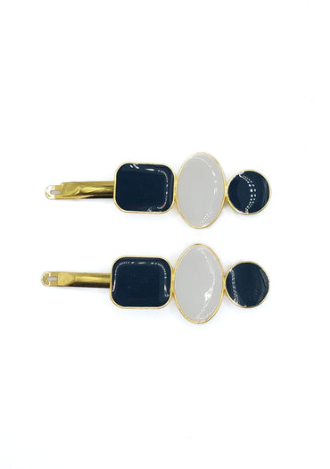 RW-Georgia Navy & White Enamel Hair Slides