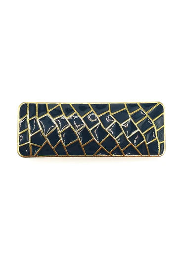 Clara - Navy Rectangle Honeycomb Barrette Clip