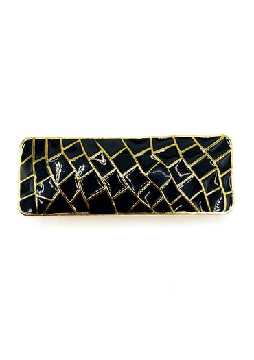 RW Clara-Black Rectangle Honeycomb Barrette Clip