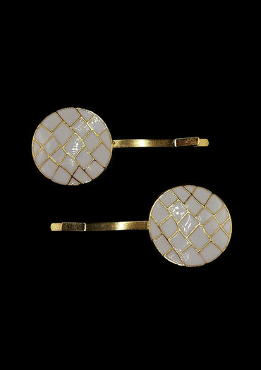 RW Macie - White Honeycomb Disc Hair Slides