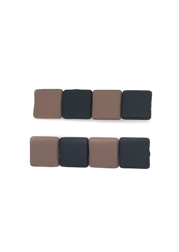 RW Evania - Black & Taupe Acrylic Square Crocodile Clips