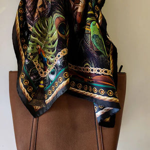 LV Scarf, Anastasia, Olive/Rust  90x90cm