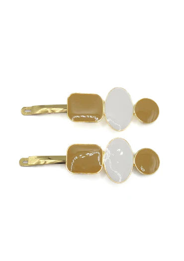 RW Georgia - Stone & White Enamel Hair Slides