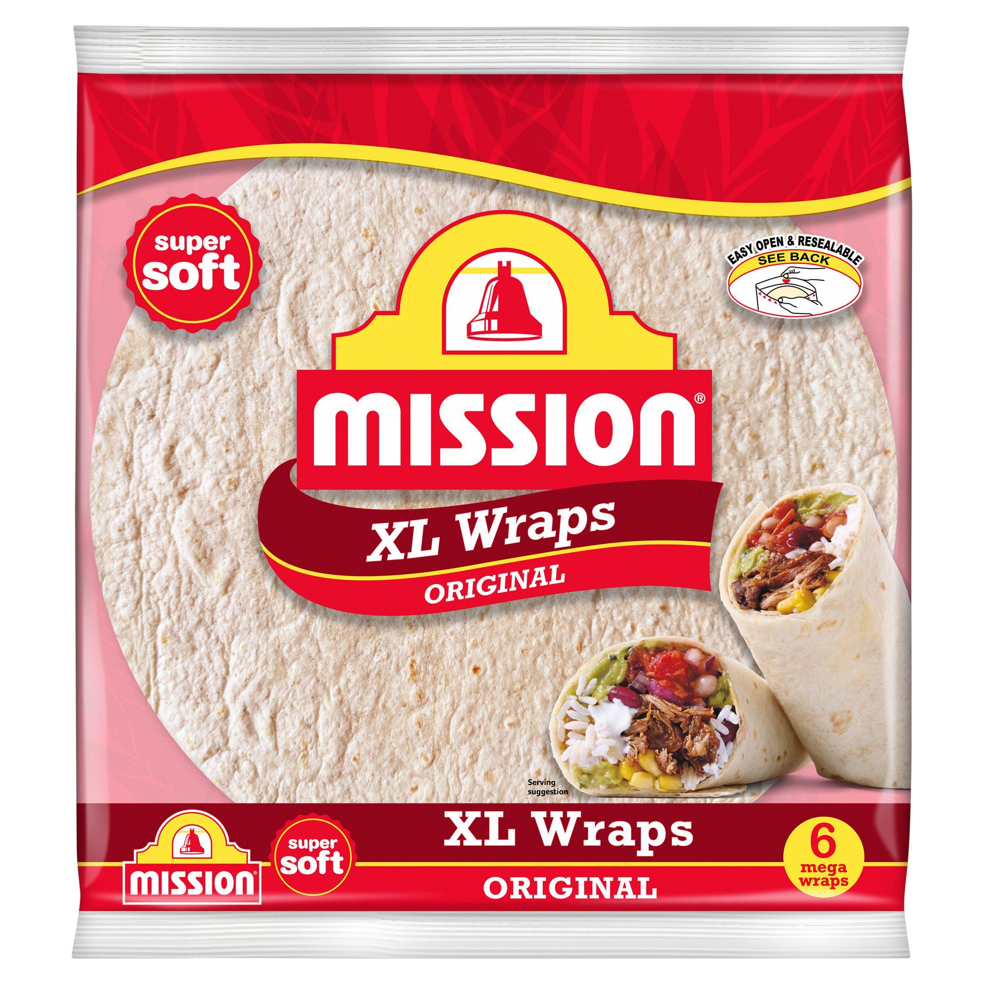 Mission XL Wraps Plain 6pk [414]