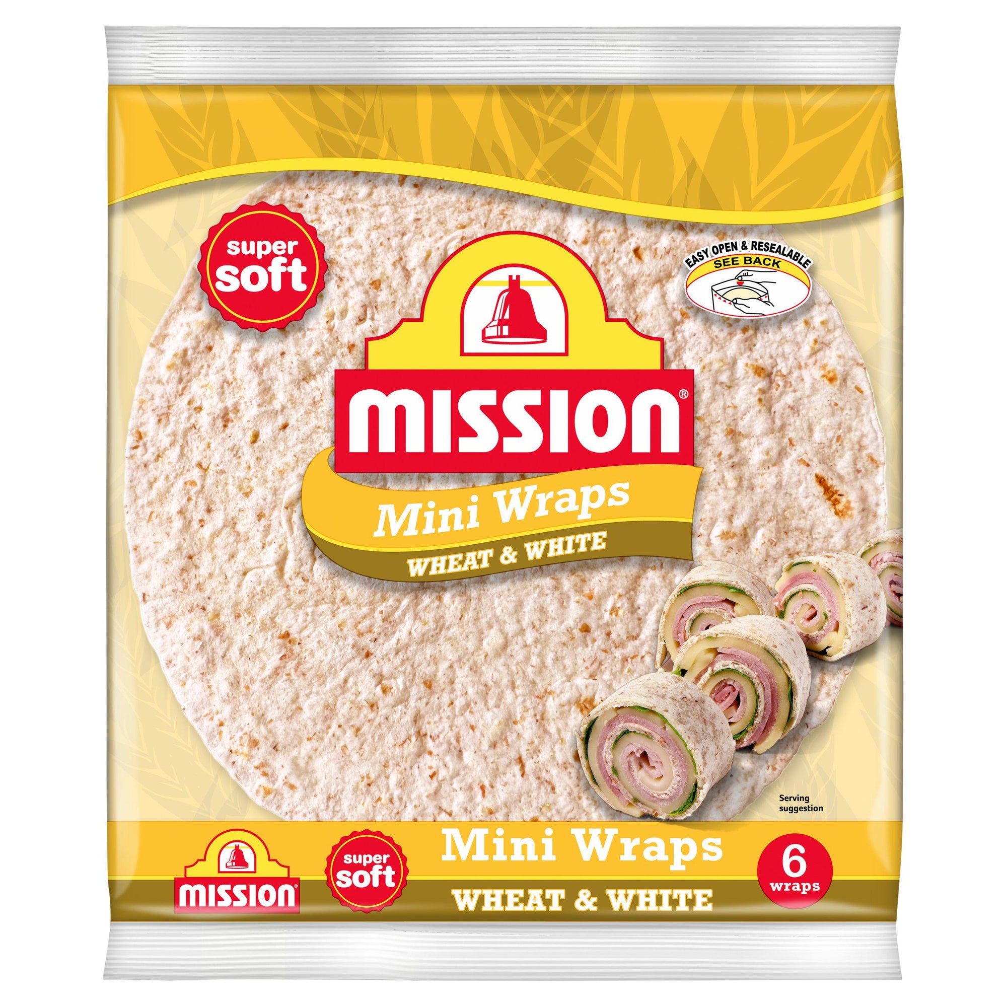 Mission Deli Wheat & White Mini Tortilla Wraps 6pk