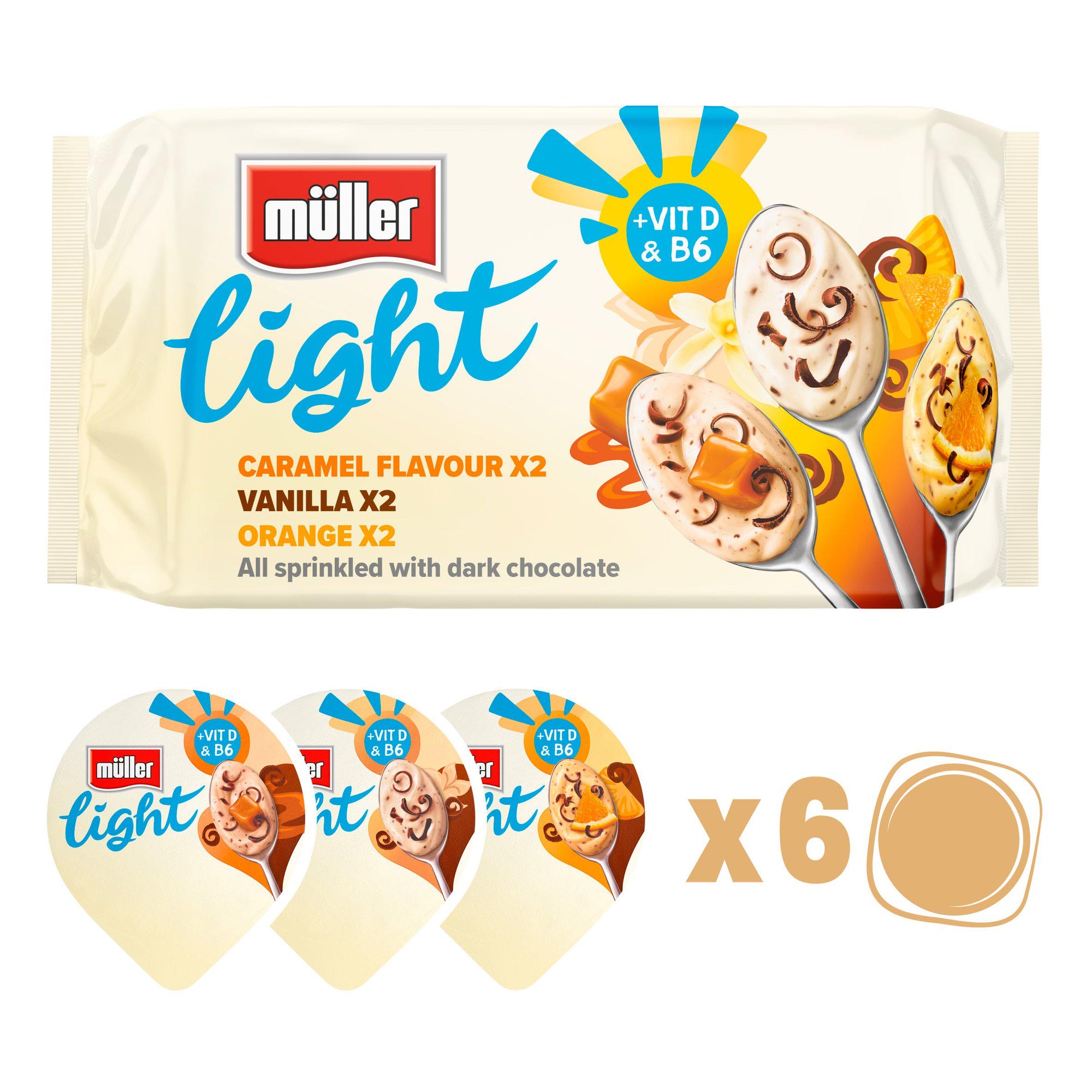 Muller Light Fat Free Yogurt With Chocolate Sprinkles 6 x 140g
