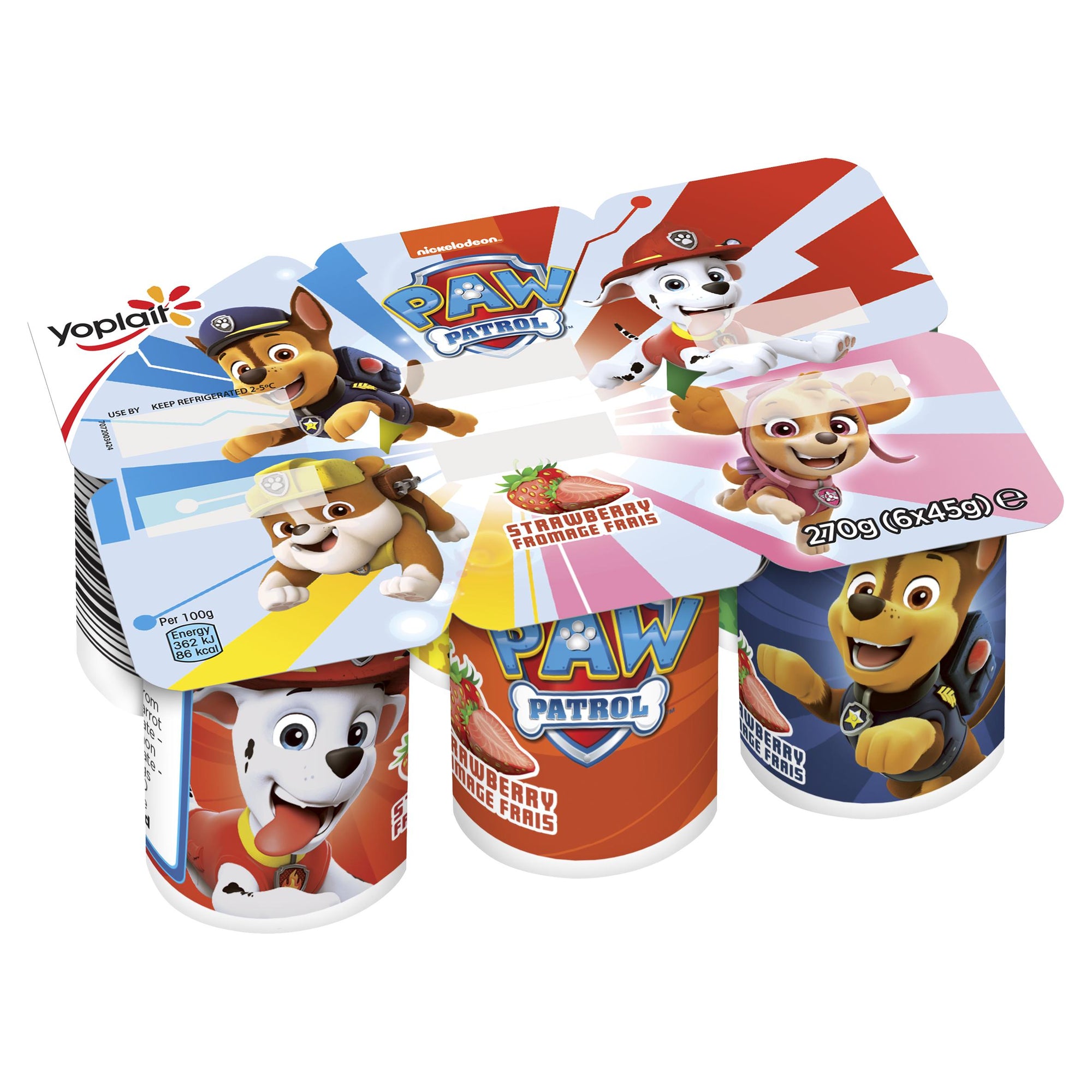 Yoplait Paw Patrol Strawberry Kids Yogurt Pots 6 x 45g