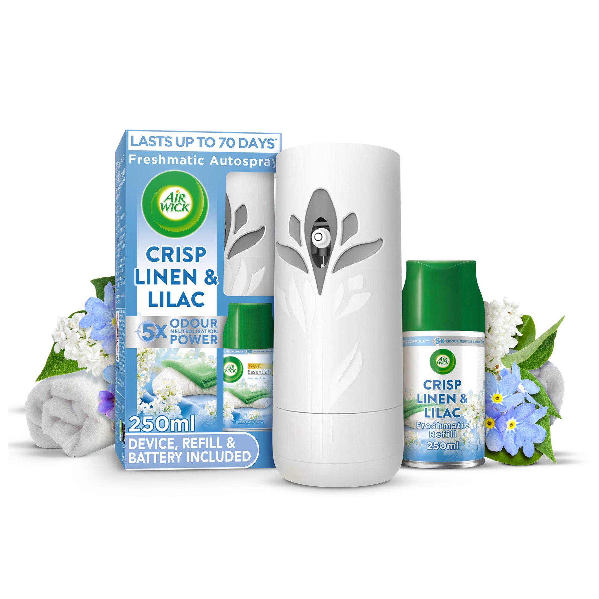 Air Wick Freshmatic Max Kit Crisp Linen & Lilac 250ml