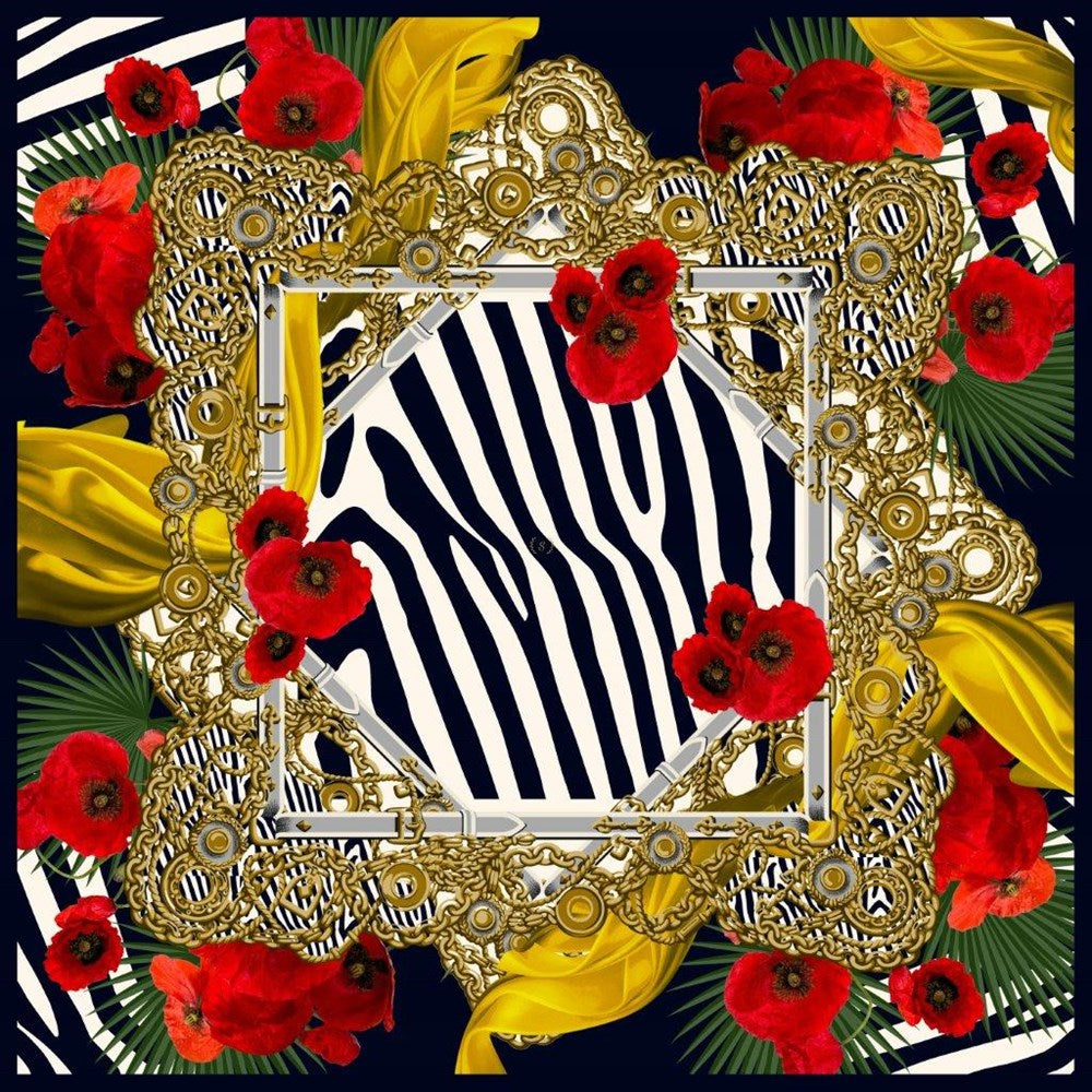 Framed Poppys Navy Samara 70cm