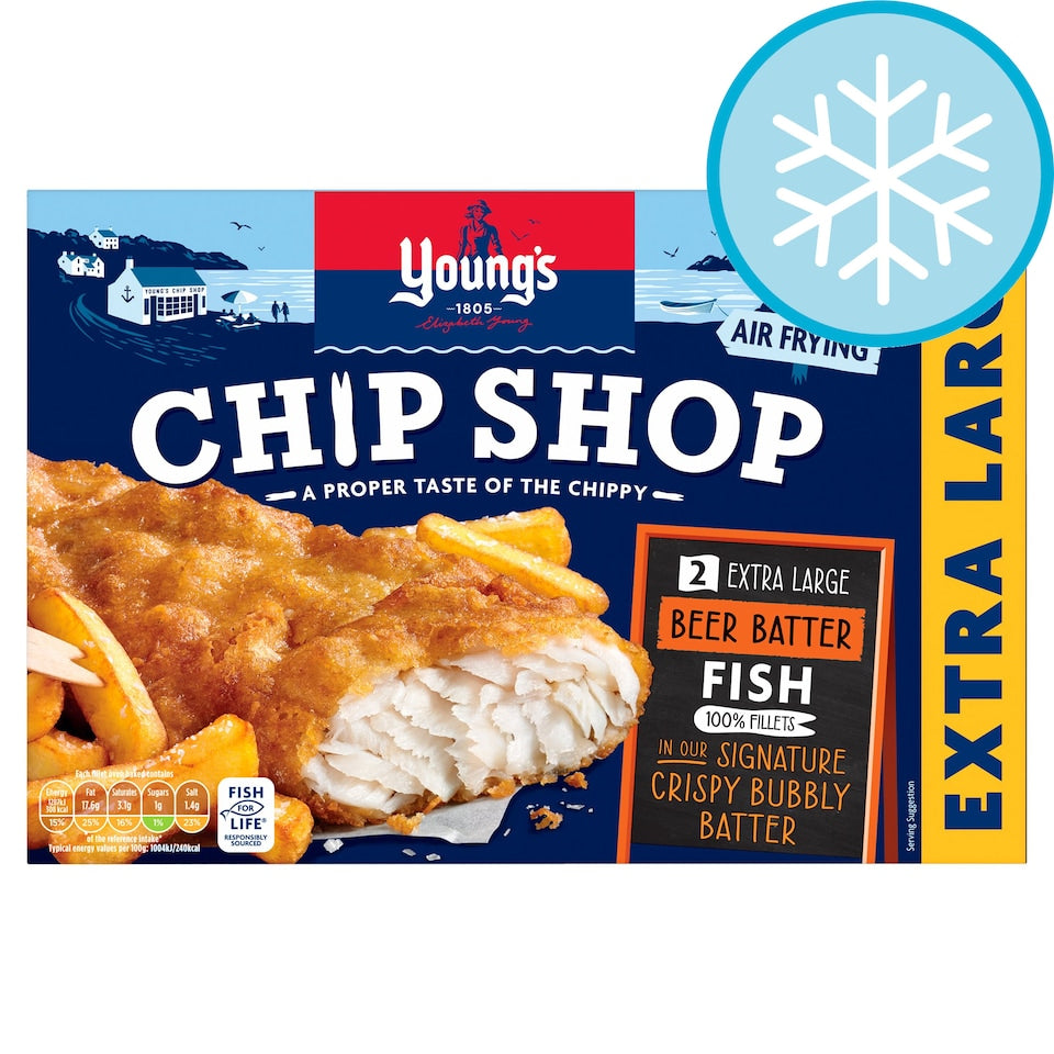 Youngs Chip Shop 2 Extra Large Beer Batter Fillets 300g