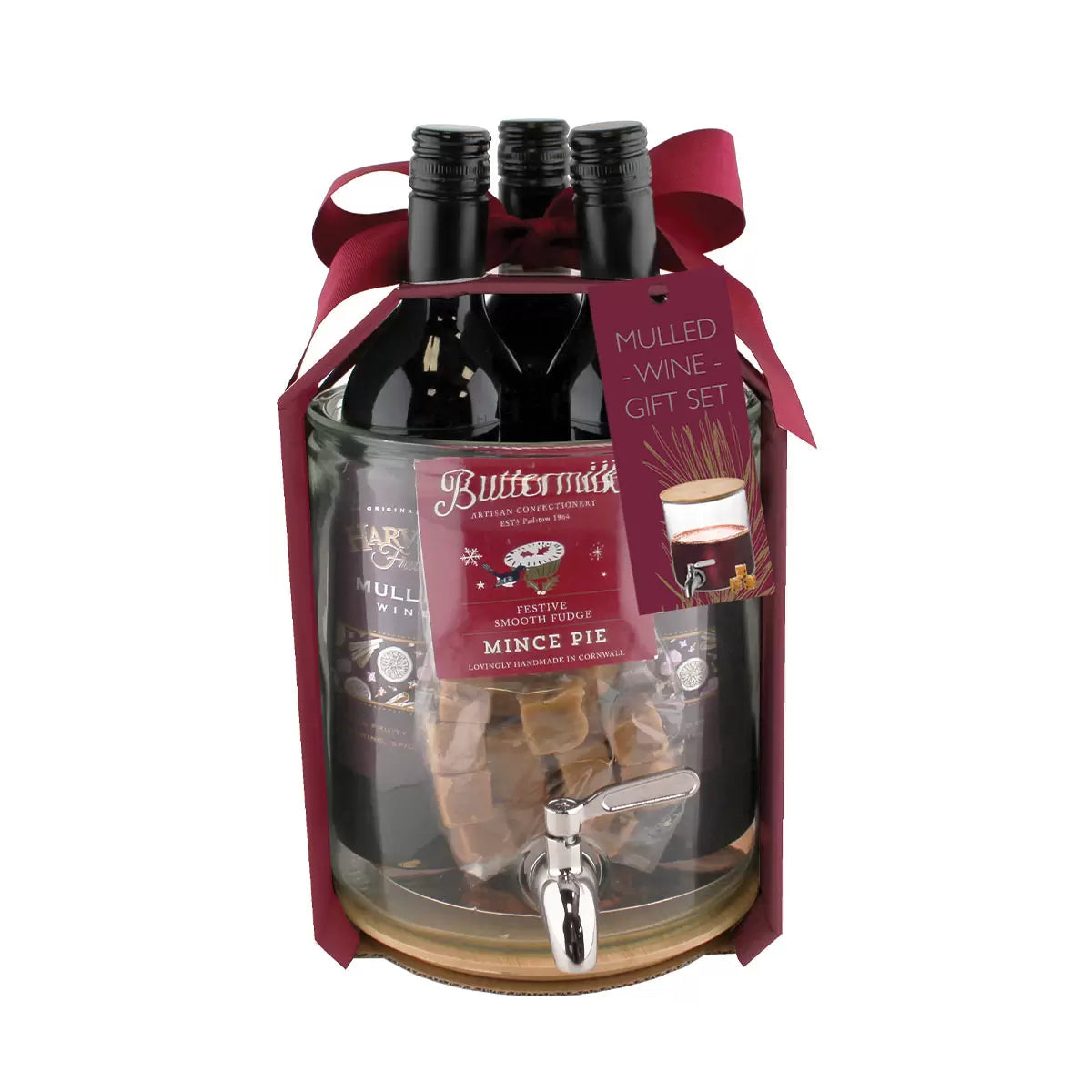 CC Mulled Wine & Mince Pie Fudge Gift w Glass Dispenser