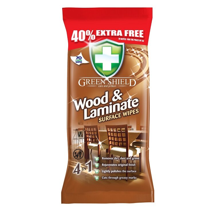 Green Shield Wood & Laminate Wipes, 70 Extra Large