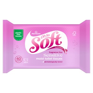 Morrisons Softer Sensitive Moist Toilet Tissue Wipes 40pk