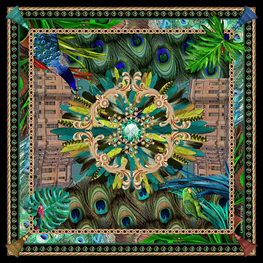 LV Scarf, Anastasia, Emerald/Black  90x90cm