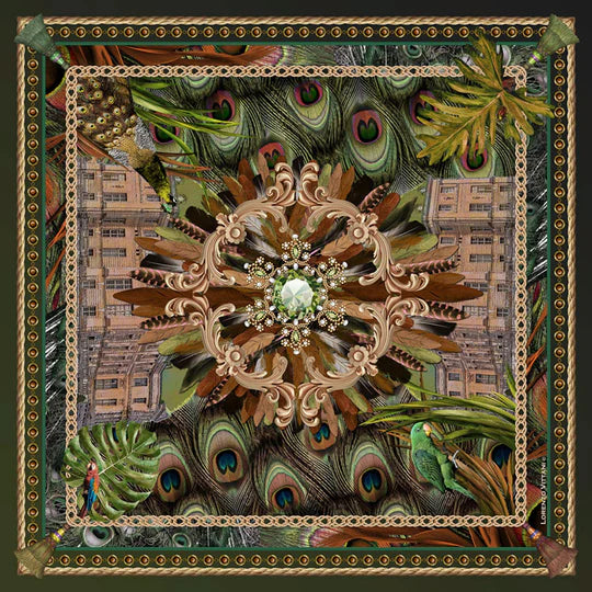 LV Scarf, Anastasia, Olive/Rust  90x90cm