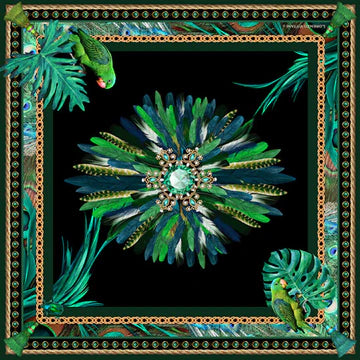 LV Scarf Anastasia, Black/Lorikeet, 90x90cm