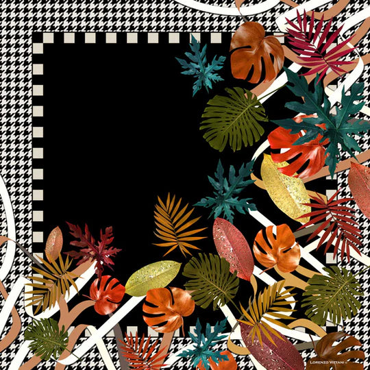 LV Scarf Vermont, Black/White/Autumn 90x90cm