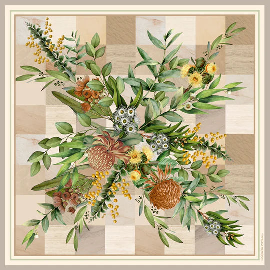 LV Scarf Wildflowers, Beige/Green 90x90cm