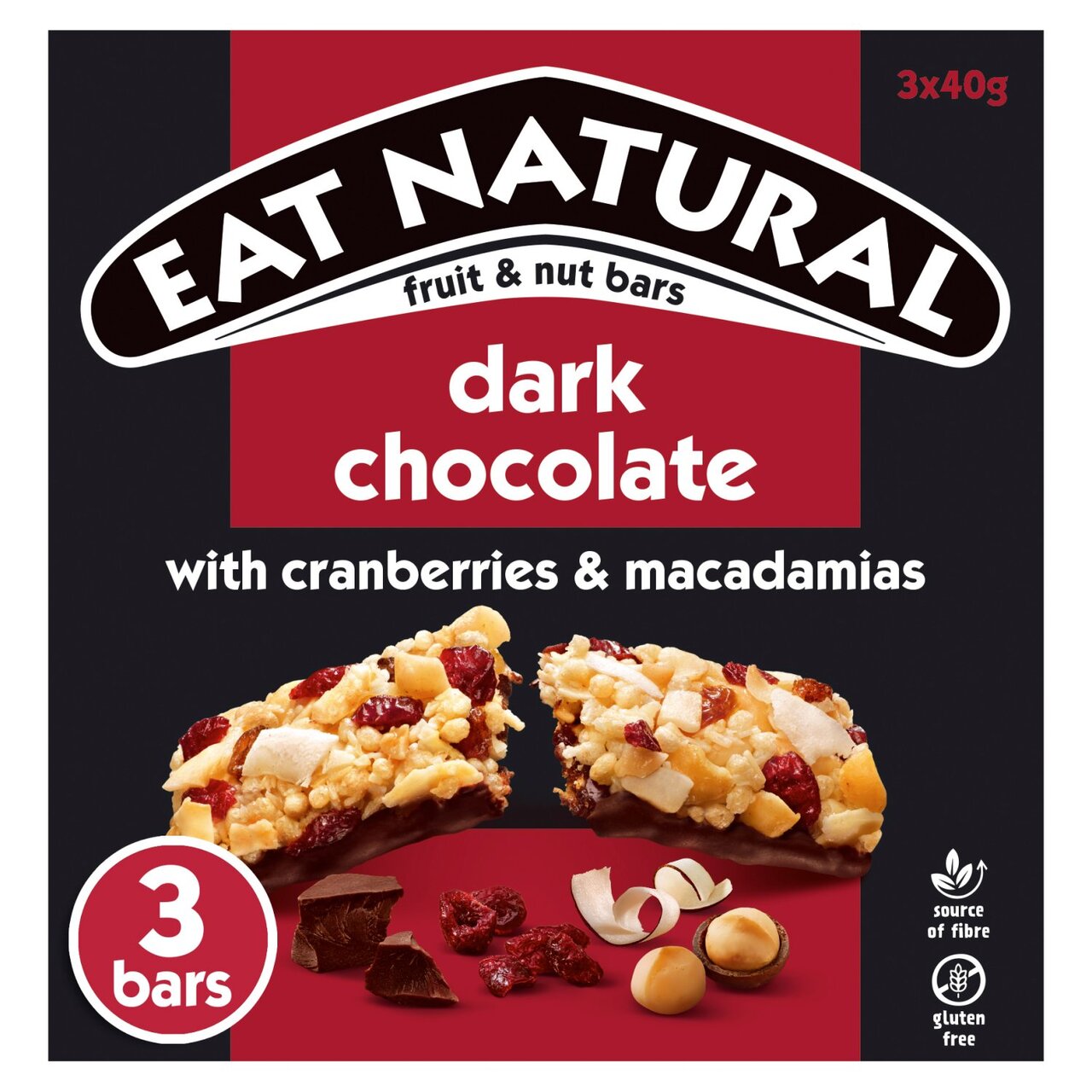 Eat Natural Cranberry Macadamia & Dark Chocolate 120g 3 x 40g