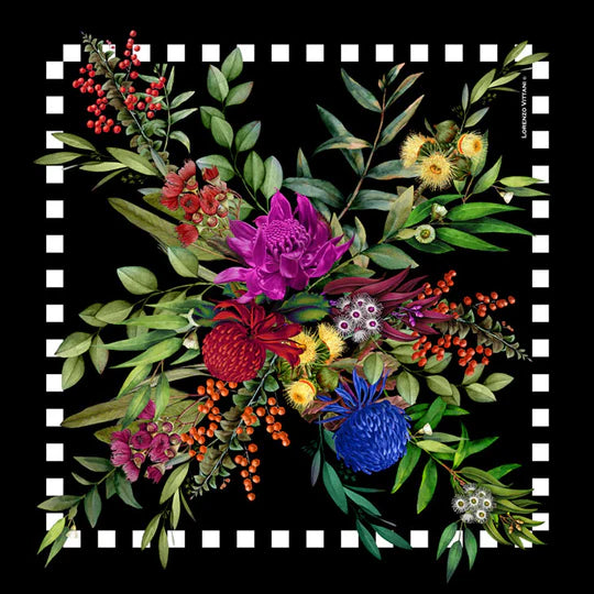 LV Scarf Wildflowers, Black/White/Brights 90x90cm