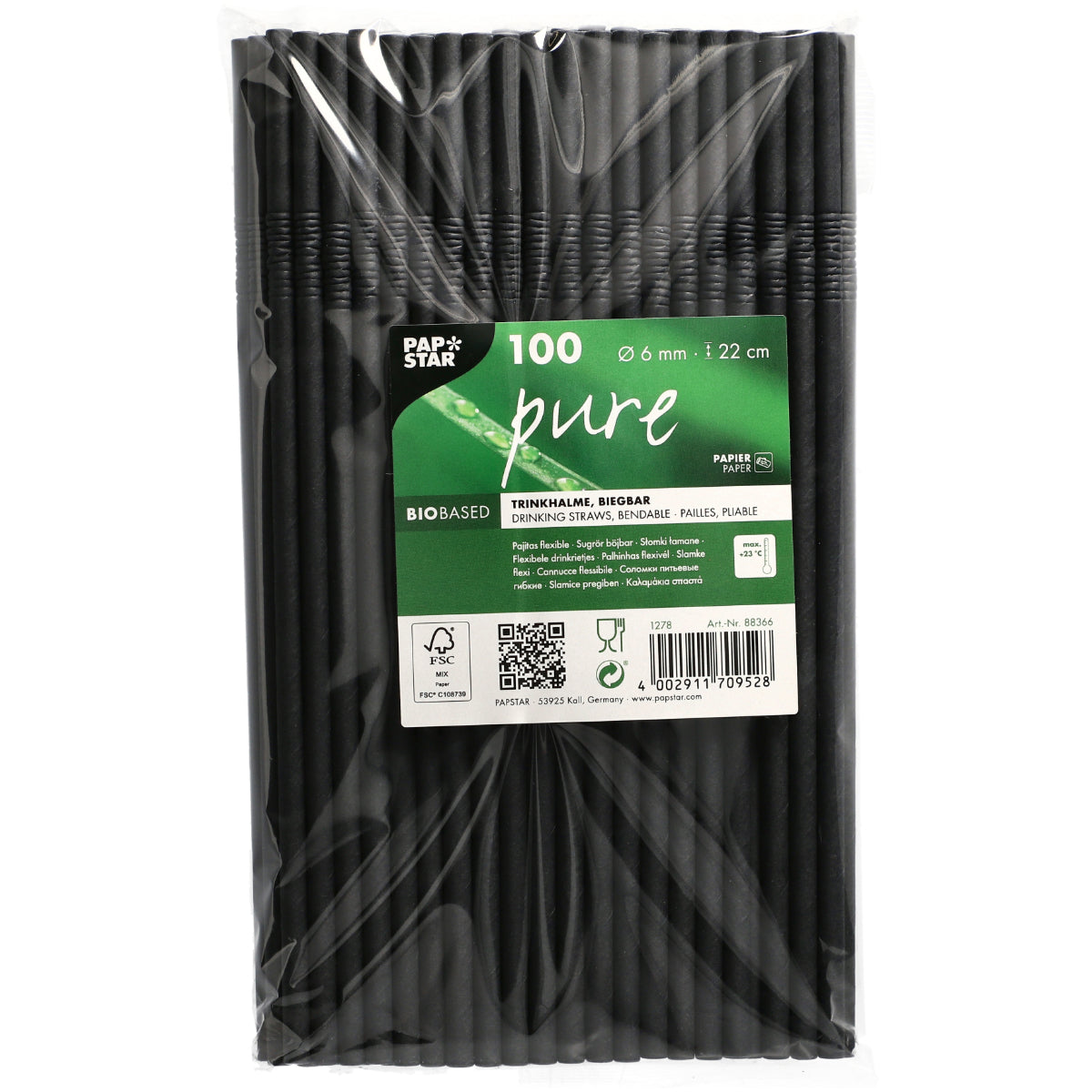 Black Paper Drinking straws 22cm 100pk