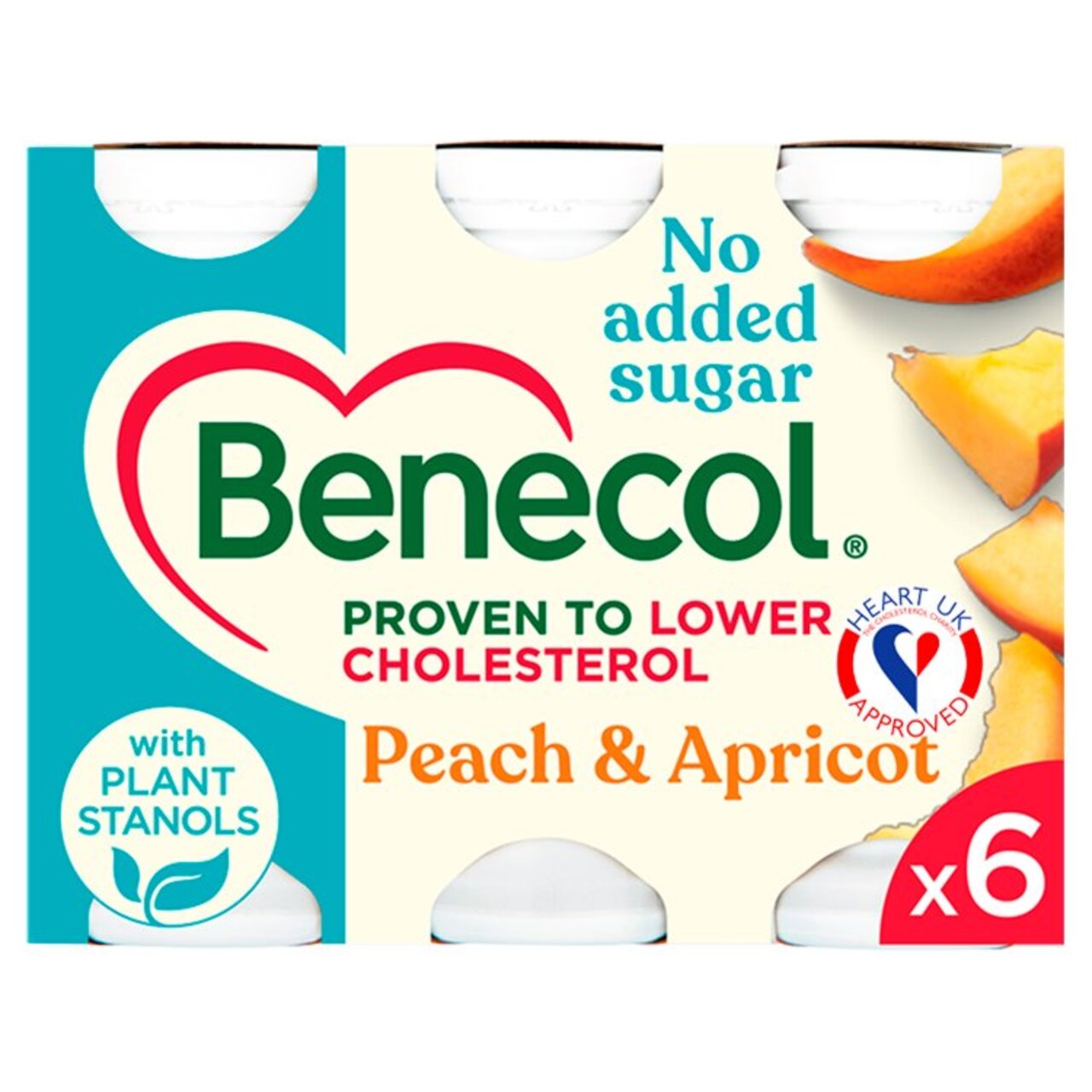 Benecol No Added Sugar Peach Apricot Drink Yogurt Drink 6 x 67.5g