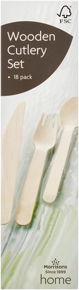 Morrisons Birchwood 18pc Recyclable Wooden Cutlery Set