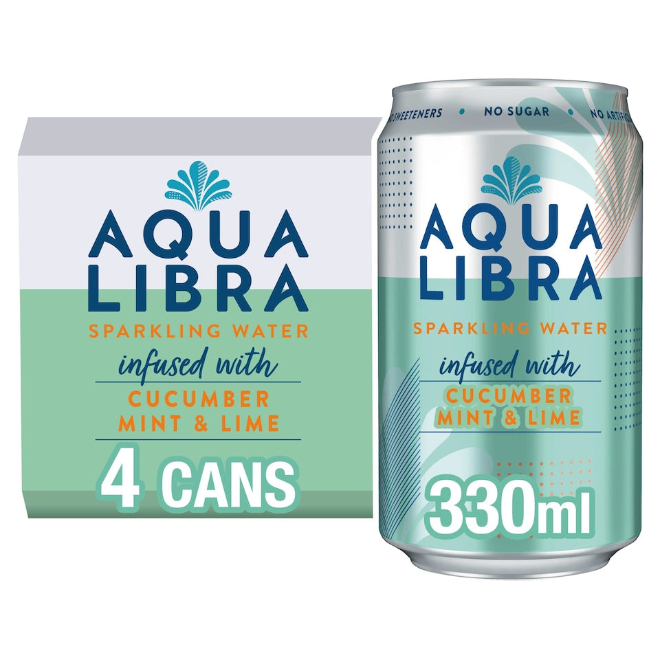 Aqua Libra Sparkling Water Cucumber Mint & Lime 330ml 4pk