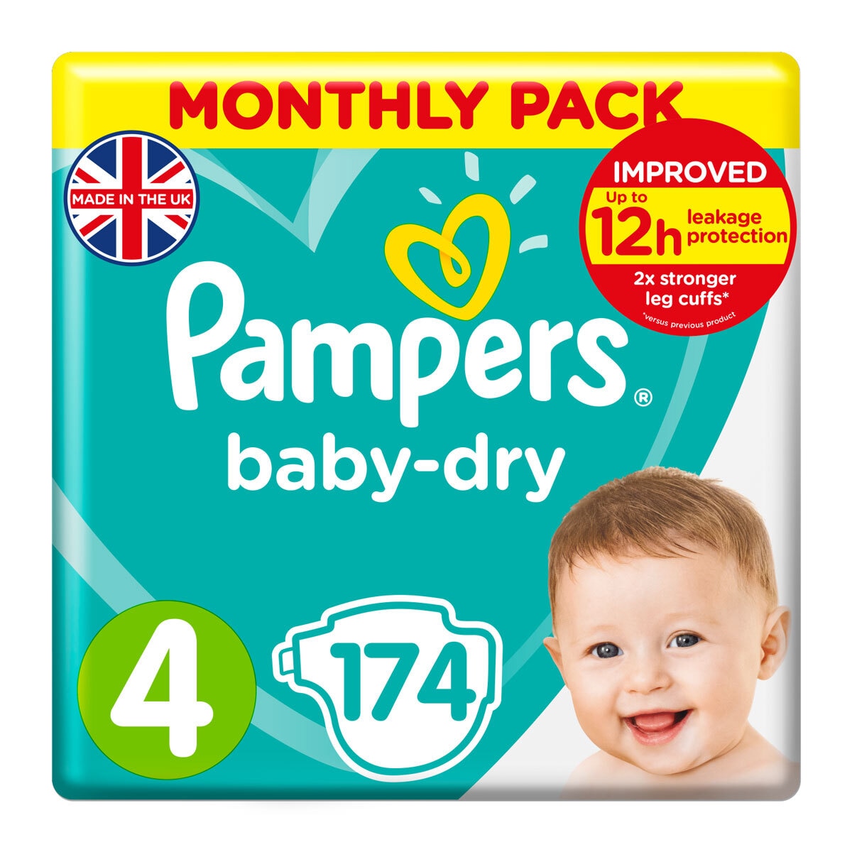 Pampers Nappies Baby Dry Size 4 174 pk
