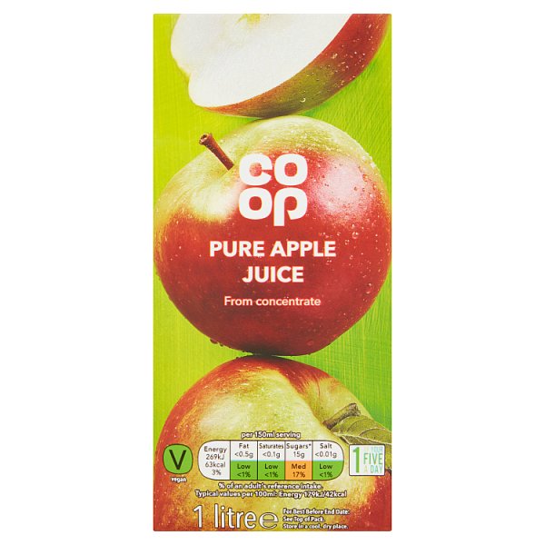 BULK Co Op Pure Apple Juice 1Ltr x12