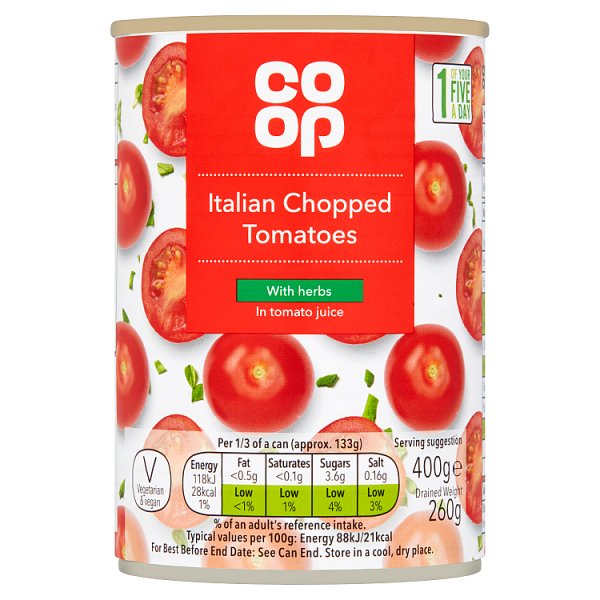 Co Op Chopped Tomatoes With Herbs 400g