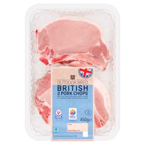 Co Op British 2 Pork Chops 450g 2F8