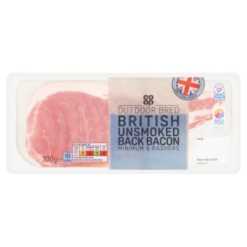 Co Op Unsmoked Rindless Back Bacon, 300g