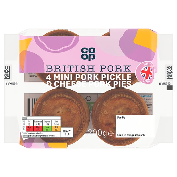 Co Op Mini Pickle & Cheese Pork Pies x 4