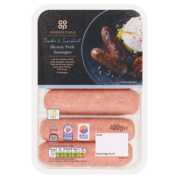 Co-op Irresistible 3% Low Fat Sausages 400g 2F6