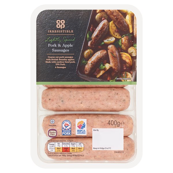 Co-op Irresistible Pork & Apple Sausages GF 400g 2F6