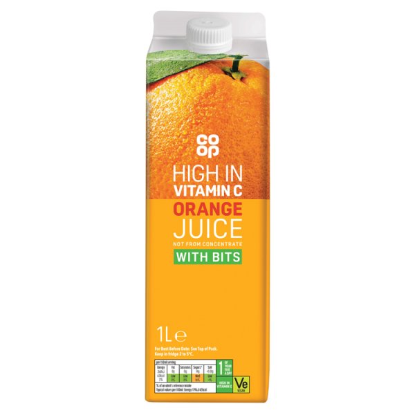 Co Op Orange Juice with Bits 1ltr