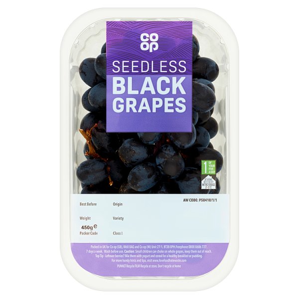 Co Op Black Seedless Grapes 450g