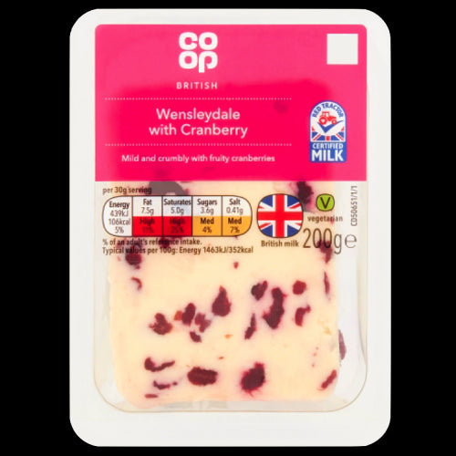 Co Op Wensleydale & Cranberry Wedge 200g